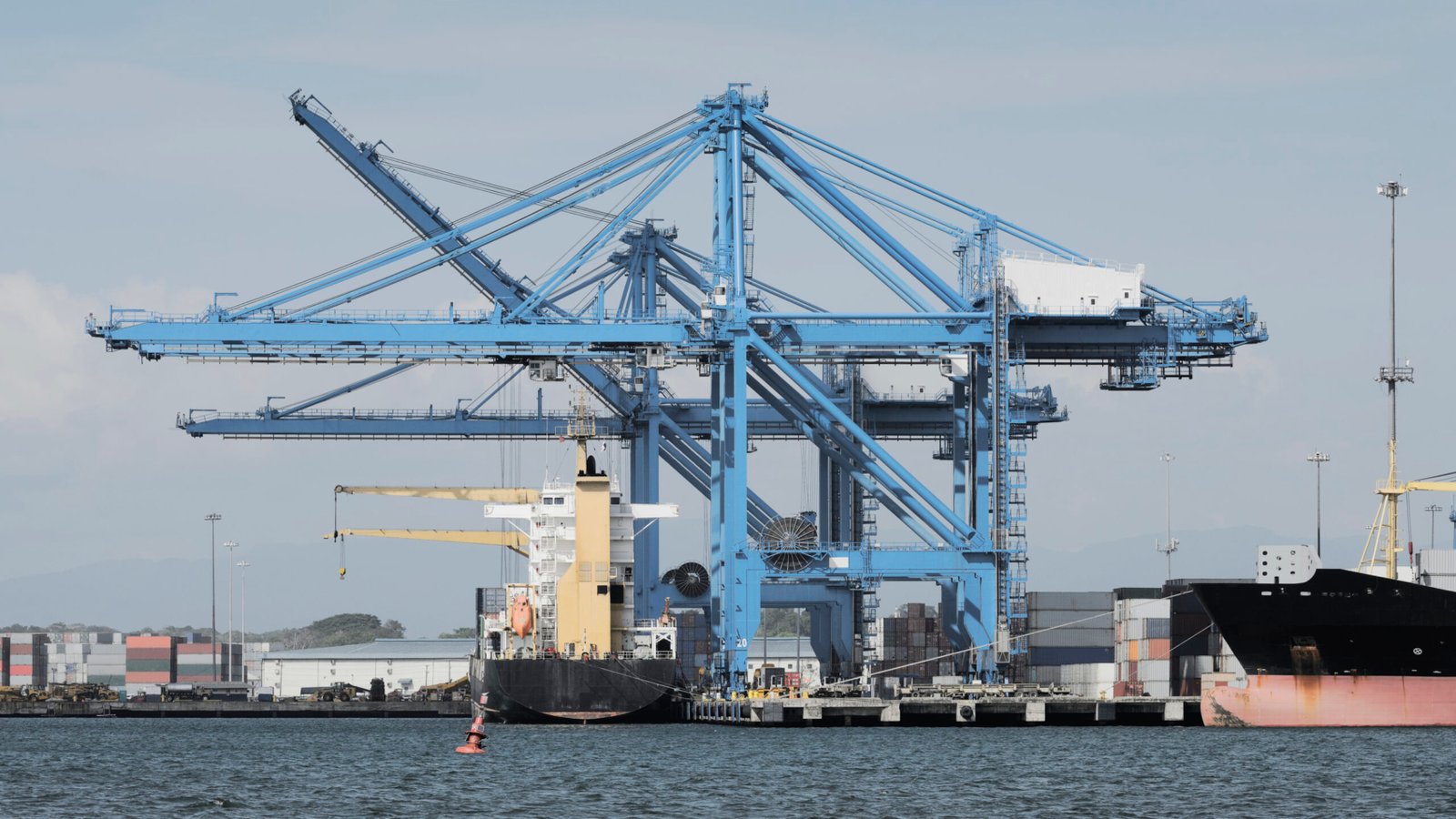 Large Harbor Cranes At The Commercial Dock In Panama City