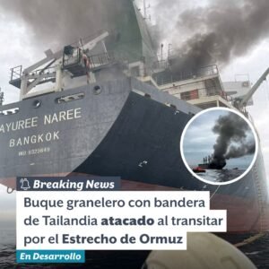 #Noticias | 𝗕𝘂𝗾𝘂𝗲 𝗴𝗿𝗮𝗻𝗲𝗹𝗲𝗿𝗼 𝗰𝗼𝗻 𝗯𝗮𝗻𝗱𝗲𝗿𝗮 𝗱𝗲 𝗧𝗮𝗶𝗹𝗮𝗻𝗱𝗶𝗮 𝗮𝘁𝗮𝗰𝗮𝗱𝗼 𝗮𝗹 𝘁𝗿𝗮𝗻𝘀𝗶𝘁𝗮𝗿 𝗽𝗼𝗿 𝗲𝗹 𝗘𝘀𝘁𝗿𝗲𝗰𝗵𝗼 𝗱𝗲 𝗢𝗿𝗺𝘂𝘇